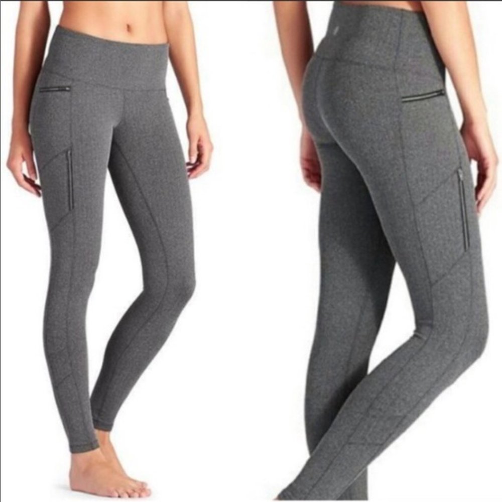 Athleta Grey Sly Drifter Zip Leggings